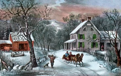 American Homestead om vinteren, 1868 av Currier and Ives