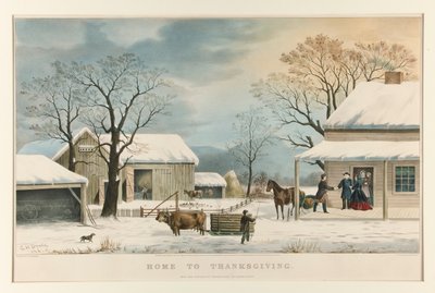 Hjem til Thanksgiving av Currier and Ives