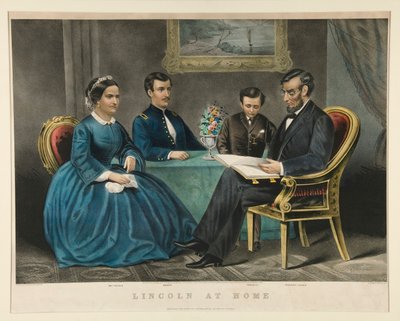 Lincoln hjemme av Currier and Ives