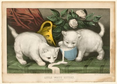 Små hvite kattunger i ugagn av Currier and Ives