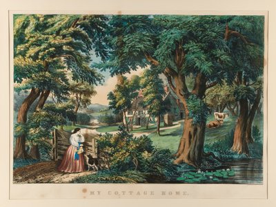Min hytte hjemme. av Currier and Ives