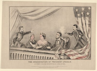 Attentatet på president Lincoln ved Fords Theatre, Washington D.C., 14. april 1865, 1865. av Currier and Ives