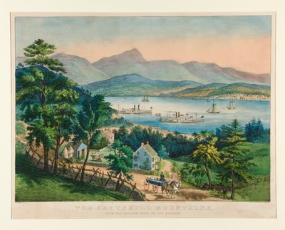 Catskill-fjellene fra den østlige bredden av Hudson av Currier and Ives
