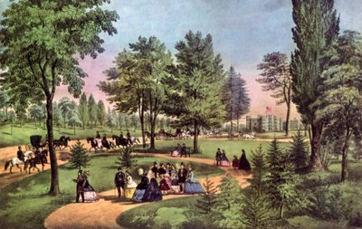 The Drive, Central Park, 1862. av Currier and Ives