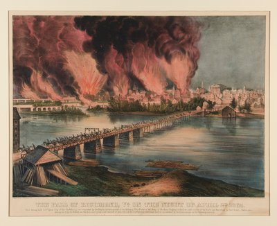 Fall of Richmond, Virginia, natten til 2. april 1865 av Currier and Ives