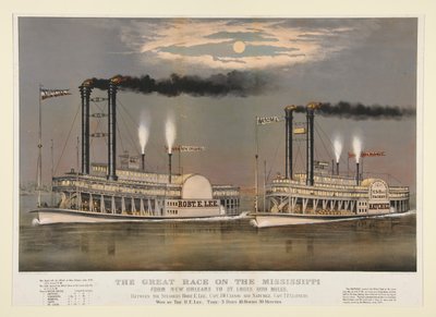 The Great Race på Mississippi/fra New Orleans til St. Louis 1210 Miles av Currier and Ives