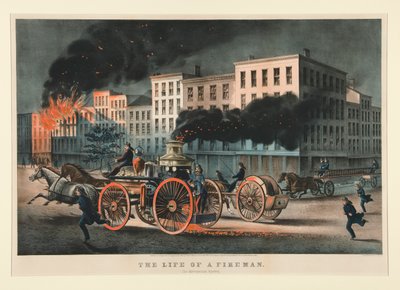 The Life of a Fireman / The Metropolitan System. av Currier and Ives