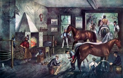 Trav sprekker ved Forge, 1869. av Currier and Ives