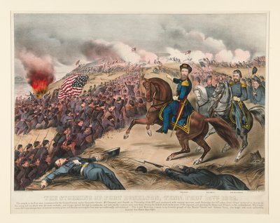 stormingen av Fort Donelson, Tennessee 15. februar 1862 av Currier and Ives
