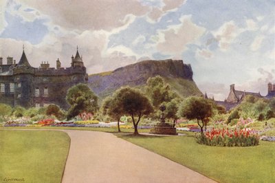 The North Garden, Holyrood Palace (farge litho) av Cyril Ward