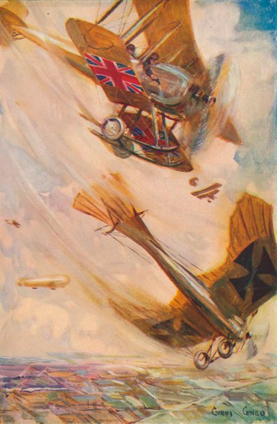Et britisk biplan bringer ned en tysk Taube, c1916 1928 av Cyrus Cuneo