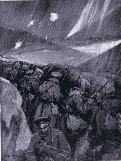 Bulgarere som beleirer Adrianopel (1912-1913) Balkankrigen, fra Hutchinsons History of the Nations (bind 4) utgitt av Hutchinson, ca. 1920 (litho) av Cyrus Cuneo