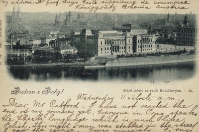 Postkort som viser et generelt syn på Praha av Czech Photographer