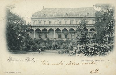 Postkort som viser Milohradek Belvedere av Czech Photographer