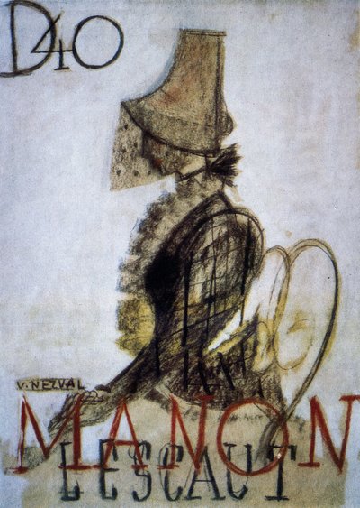 Plakat for premieren på operaen Manon Lescaut av Czech School