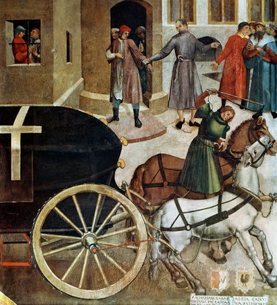 Ligbilen, detalj fra The Life of St. Wenceslas in the Chapel, 1520 (fresco) av Czech School