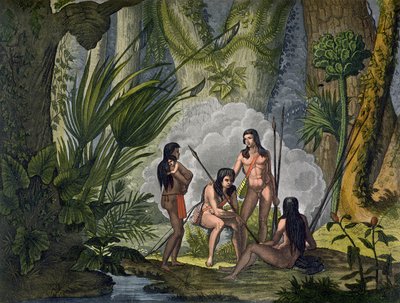 Camacani Tribesmen i Woodland i Amazonas-jungelen, Brasil, fra 