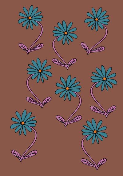 Tusenfryd gjentar brun bakgrunn (digital) av Daisy de Villeneuve