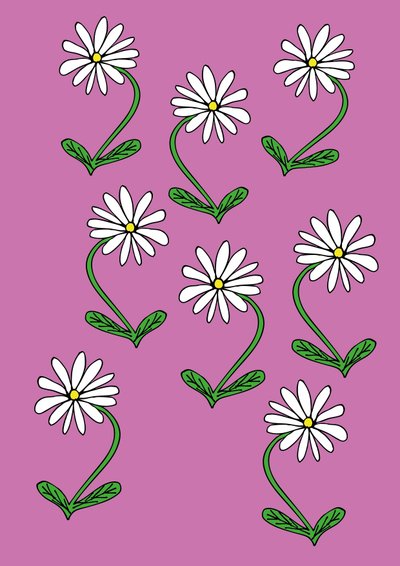 Tusenfryd gjentar rosa bakgrunn (digital) av Daisy de Villeneuve