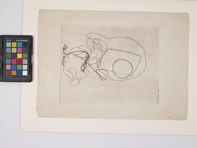 Uten tittel, ca. 1938 (gravering på off-white vevd papir) av Dalla Husband