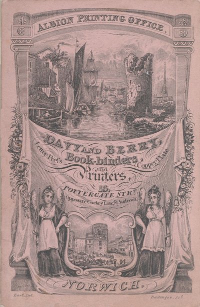 Byttekort for Davy og Berry, bokbinder og trykker, 1800-tallet. av Dallinger