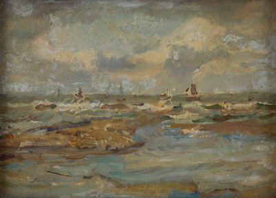 Røff sjø, Yorkshire (olje på brett) av Dame Ethel Walker