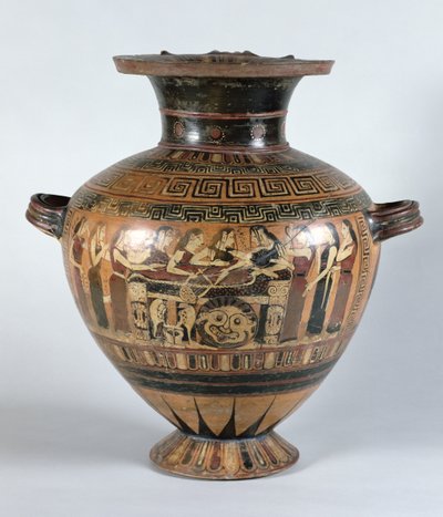 Svartfigur hydria som viser Nereidene som sørger over Achilles, ca. 560–550 f.Kr. (keramikk) av Damon Painter