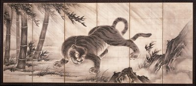 Tiger [til venstre for paret Dragon og Tiger], midten av 1500-tallet (blekk på papir) (se også 6114494) av Dōan Yamada