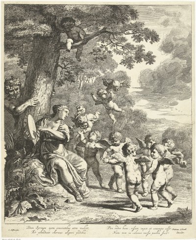 Pan og Syrinx med dansende putti av Dancker Danckerts