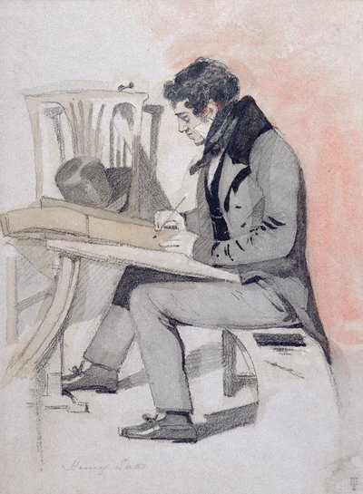 Henry Sass, ca. 1830 (svart kritt, akvarell og penn og blekk på papir) av Daniel Maclise