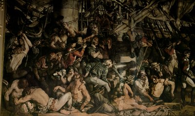 The Death of Nelson, detalj av det nedre dekket av Victory av Daniel Maclise