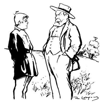 illustrasjon for stykket produsert av Jules Renard fra romanen hans "Gulrothode" (illustrasjon) av Daniel de Losques