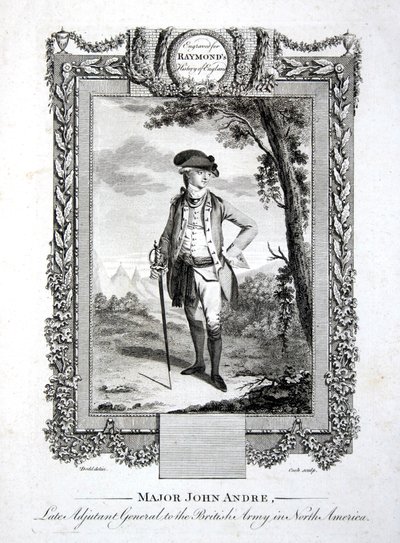 Major John Andre, avdøde generaladjutant for den britiske hæren i Nord-Amerika, gravert av Thomas Cook (1744-1818) ca. 1785 (gravering) av Daniel (after) Dodd