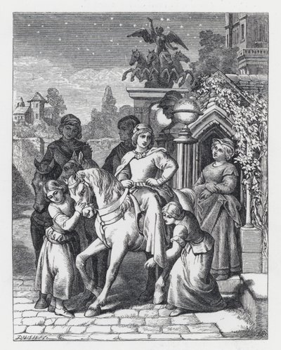 Illustrasjon for Tennysons dikt, The Princess (gravering) av Daniel (after) Maclise