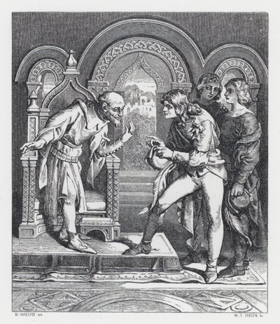 Illustrasjon for Tennysons dikt, The Princess (gravering) av Daniel (after) Maclise