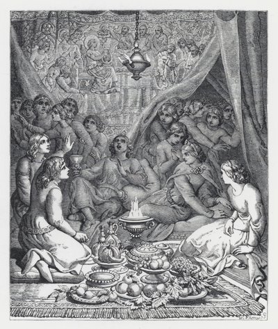 Illustrasjon for Tennysons dikt, The Princess (gravering) av Daniel (after) Maclise