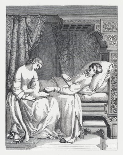 Illustrasjon for Tennysons dikt, The Princess (gravering) av Daniel (after) Maclise