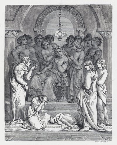 Illustrasjon for Tennysons dikt, The Princess (gravering) av Daniel (after) Maclise