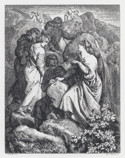 Illustrasjon for Tennysons dikt, The Princess (gravering) av Daniel (after) Maclise
