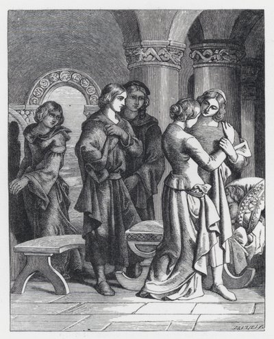 Illustrasjon for Tennysons dikt, The Princess (gravering) av Daniel (after) Maclise