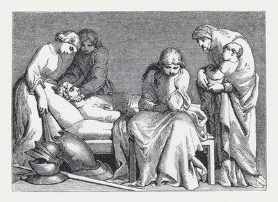 Illustrasjon for Tennysons dikt, The Princess (gravering) av Daniel (after) Maclise