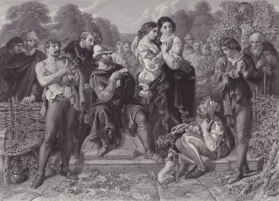 Orlando og bryteren, "Som du liker det" (gravering) av Daniel (after) Maclise