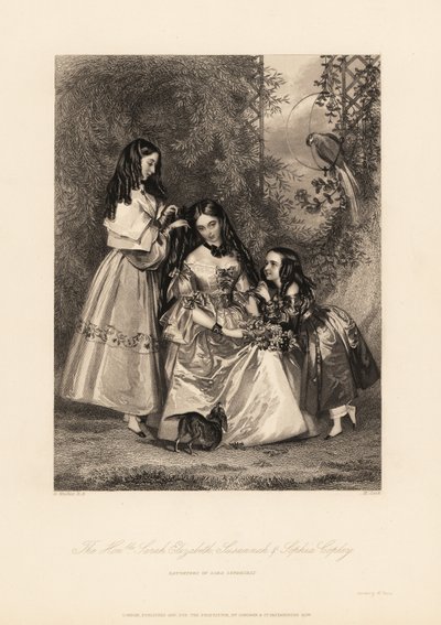 Sarah Elizabeth, Susannah og Sophia Copley, døtre til John Copley av Daniel (after) Maclise