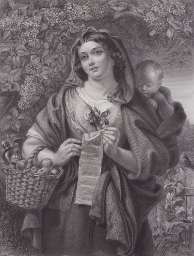 The Ballad Singer (gravering) av Daniel (after) Maclise