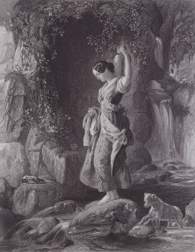 Nymfen til fossen (gravering) av Daniel (after) Maclise