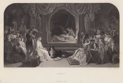 Lekescenen i Hamlet (gravering) av Daniel (after) Maclise