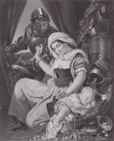 Krigerens vugge (gravering) av Daniel (after) Maclise