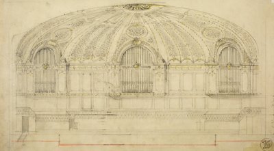 Orchestra Hall, Chicago, Illinois, seksjon, 1904. av Daniel Burnham