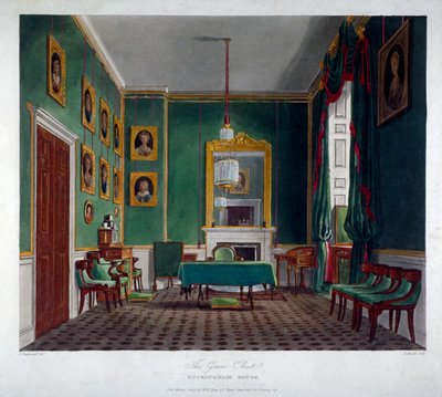 Innvendig utsikt over det grønne skapet i Buckingham House, Westminster, London, 1819 av Daniel Havell