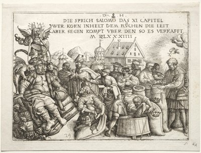 Illustrasjon til ordspråk XI The Hoarders of Grain. av Daniel Hopfer